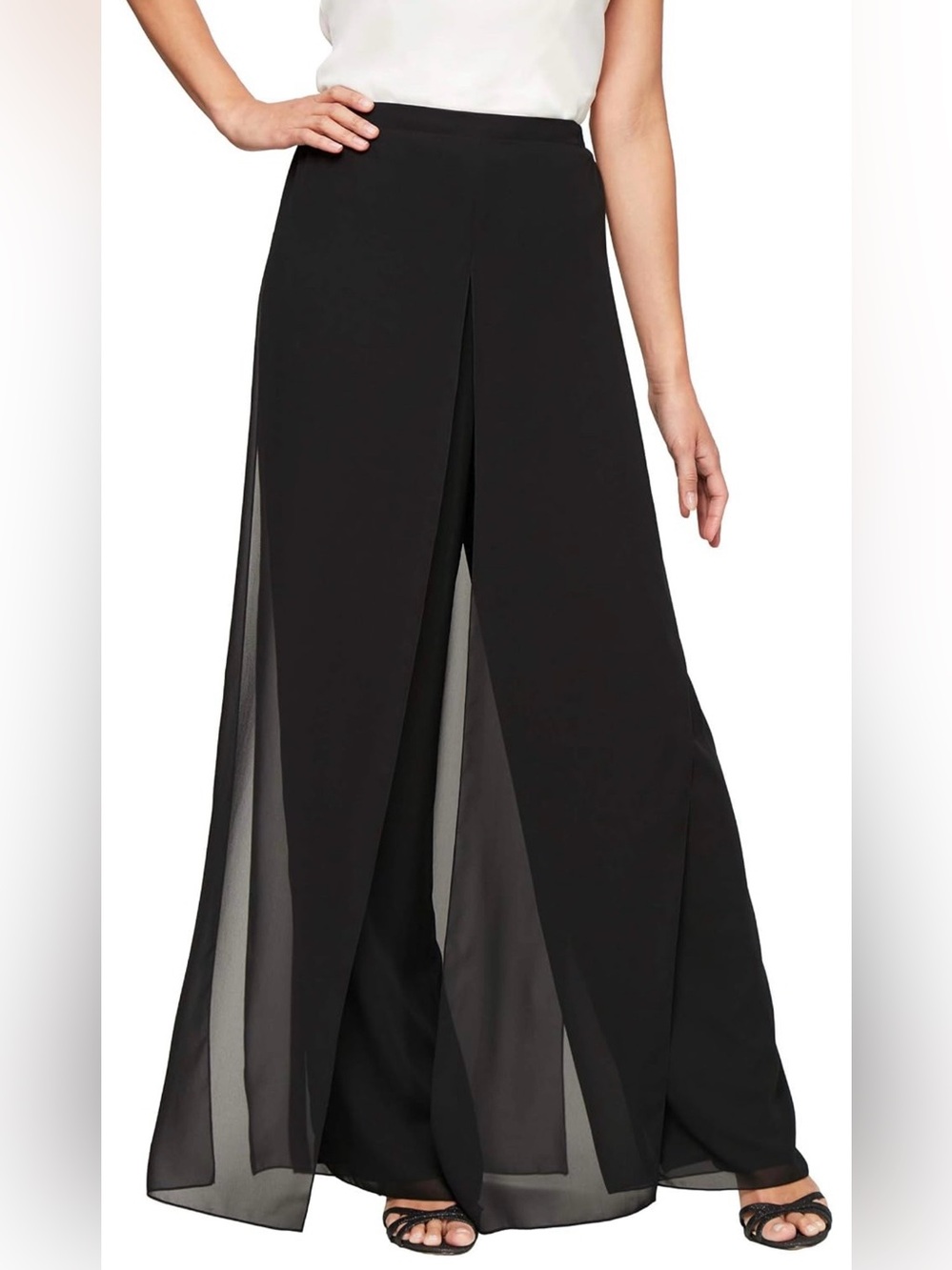 Alex Evenings Women's Silky Chiffon Wide Leg Pants